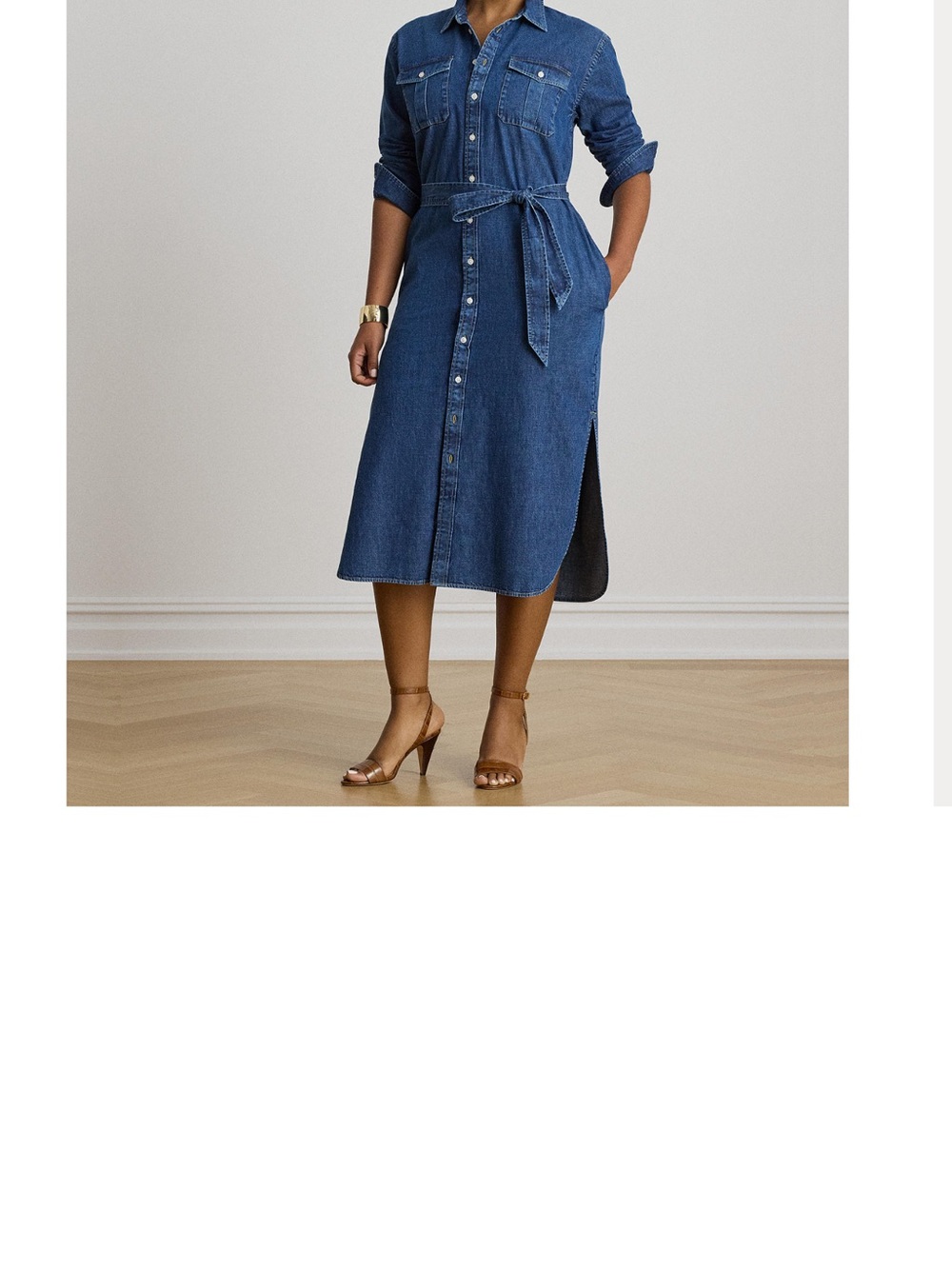 Polo by Ralph Lauren Blue Denim Button-Front Midi Shirt Dress